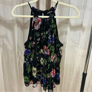 Express High Neck Black and Floral Halter Top - US Size Small